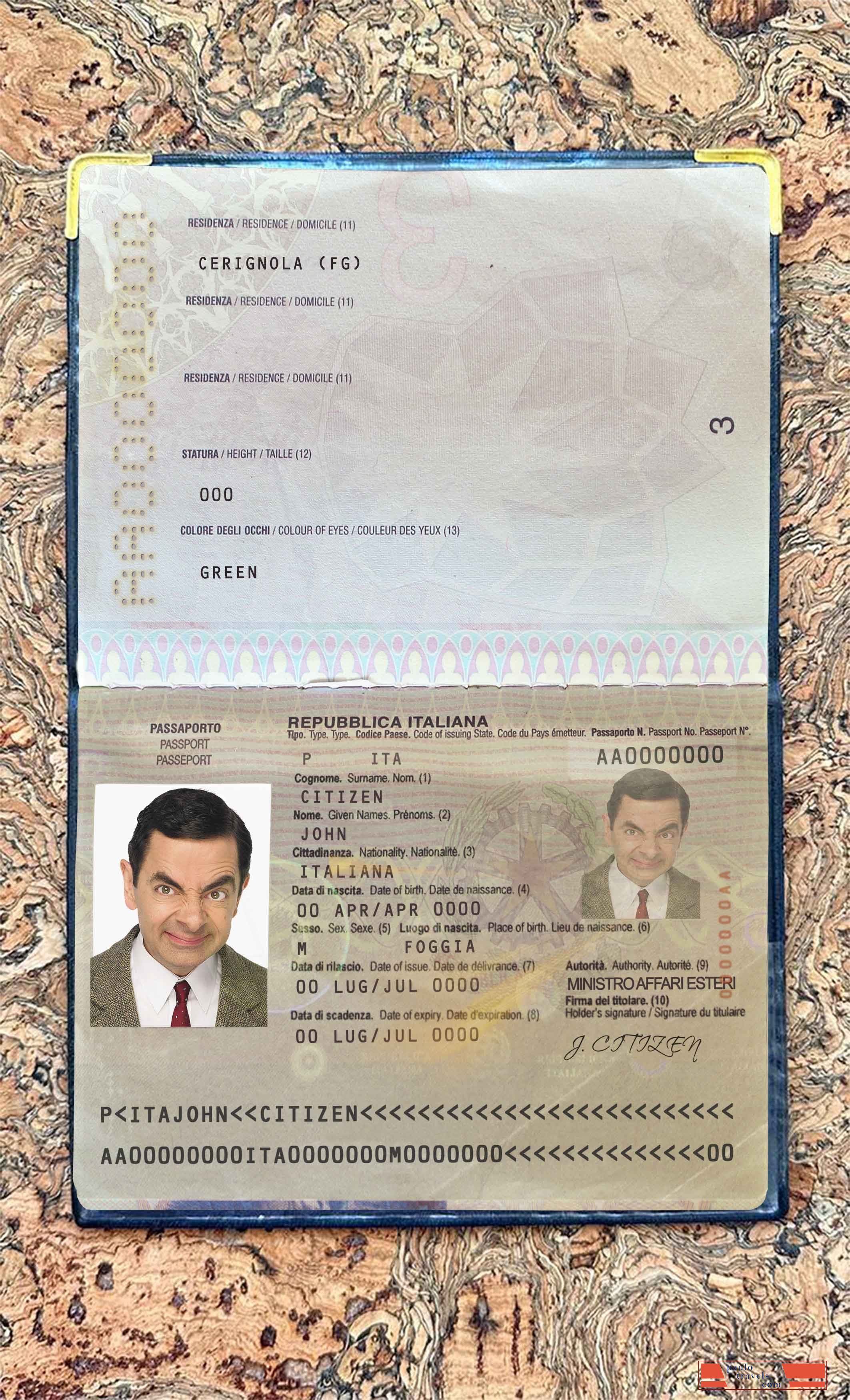 Italy passport photo look PSD template